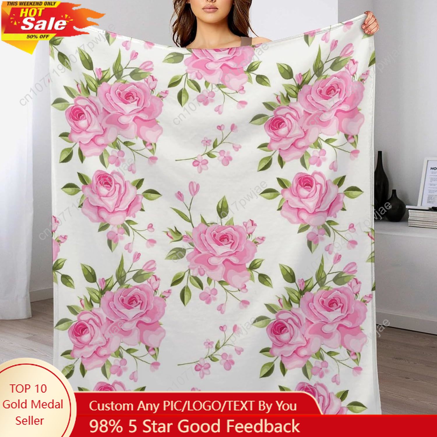 Home Textiles Throw - Pink Flower Throw Blanket Floral Decor