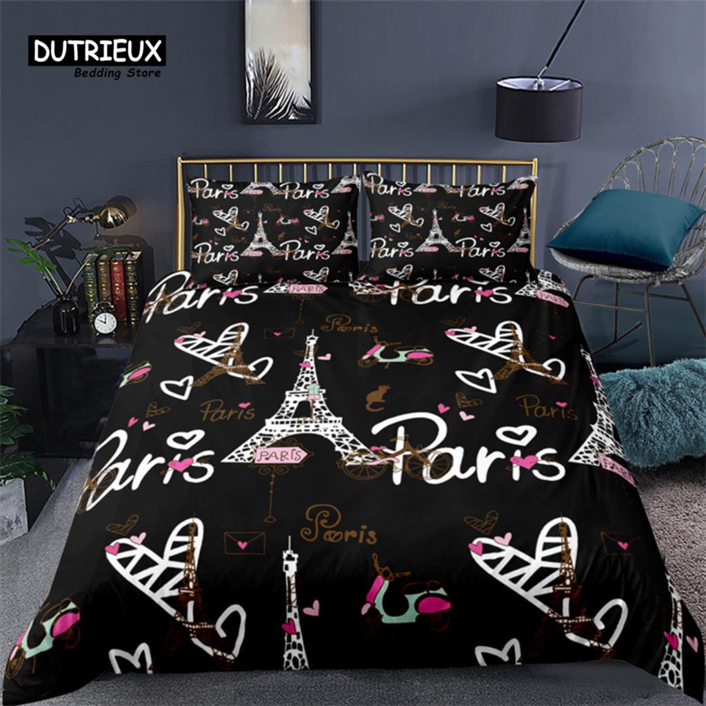 Home Textiles Paris - 2/3PCS Soft Paris Eiffel Tower Duvet