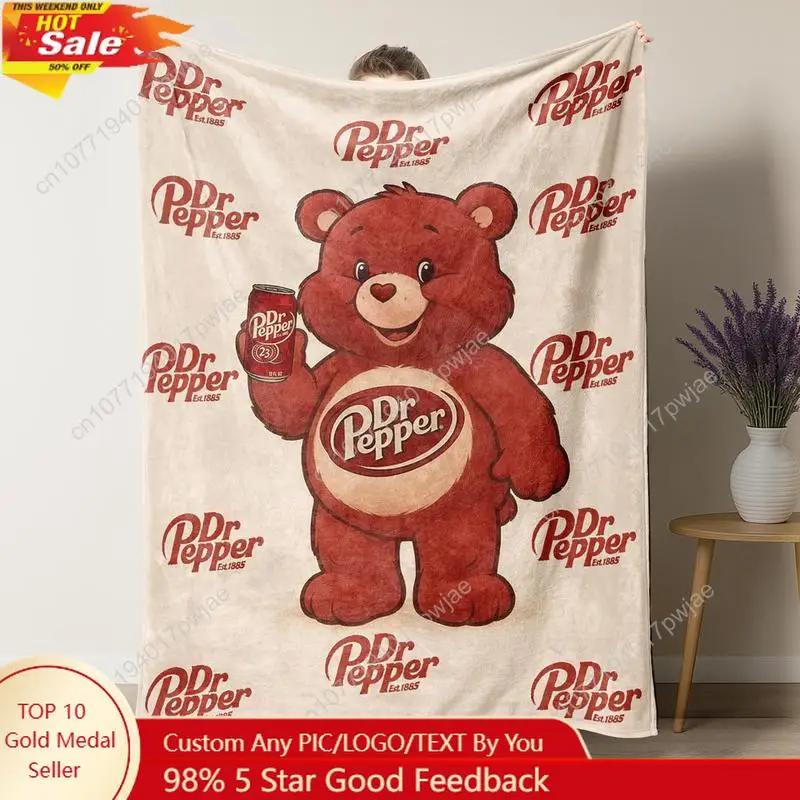 Home Textiles Throw - Dr Pepper Bear Flannel Throw Blanket