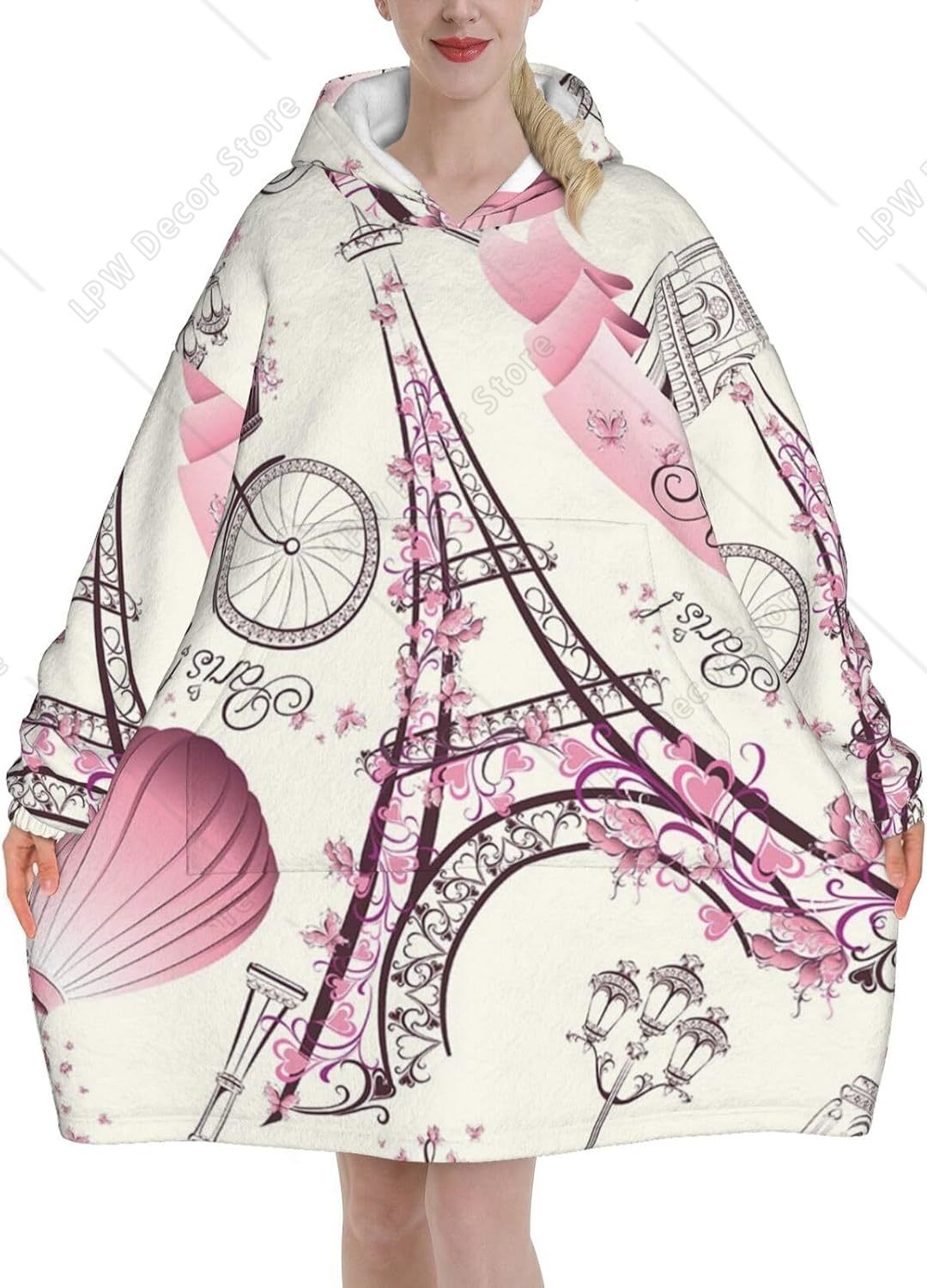 Home Textiles Paris - Paris Tower Flower Print Blanket Hoodies