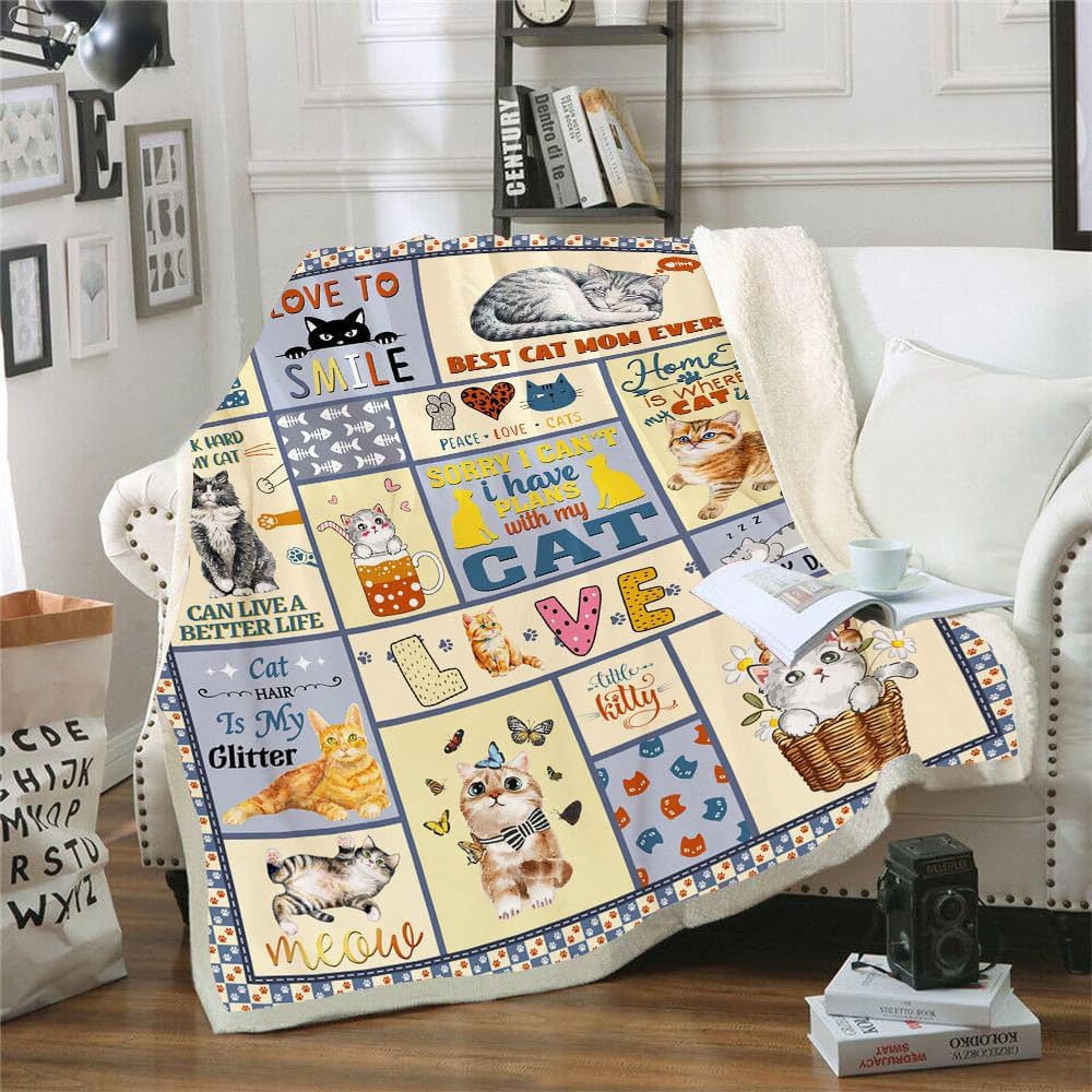 Home Textiles Throw - TRIKPTEY Cat Blanket Cozy Cat Themed