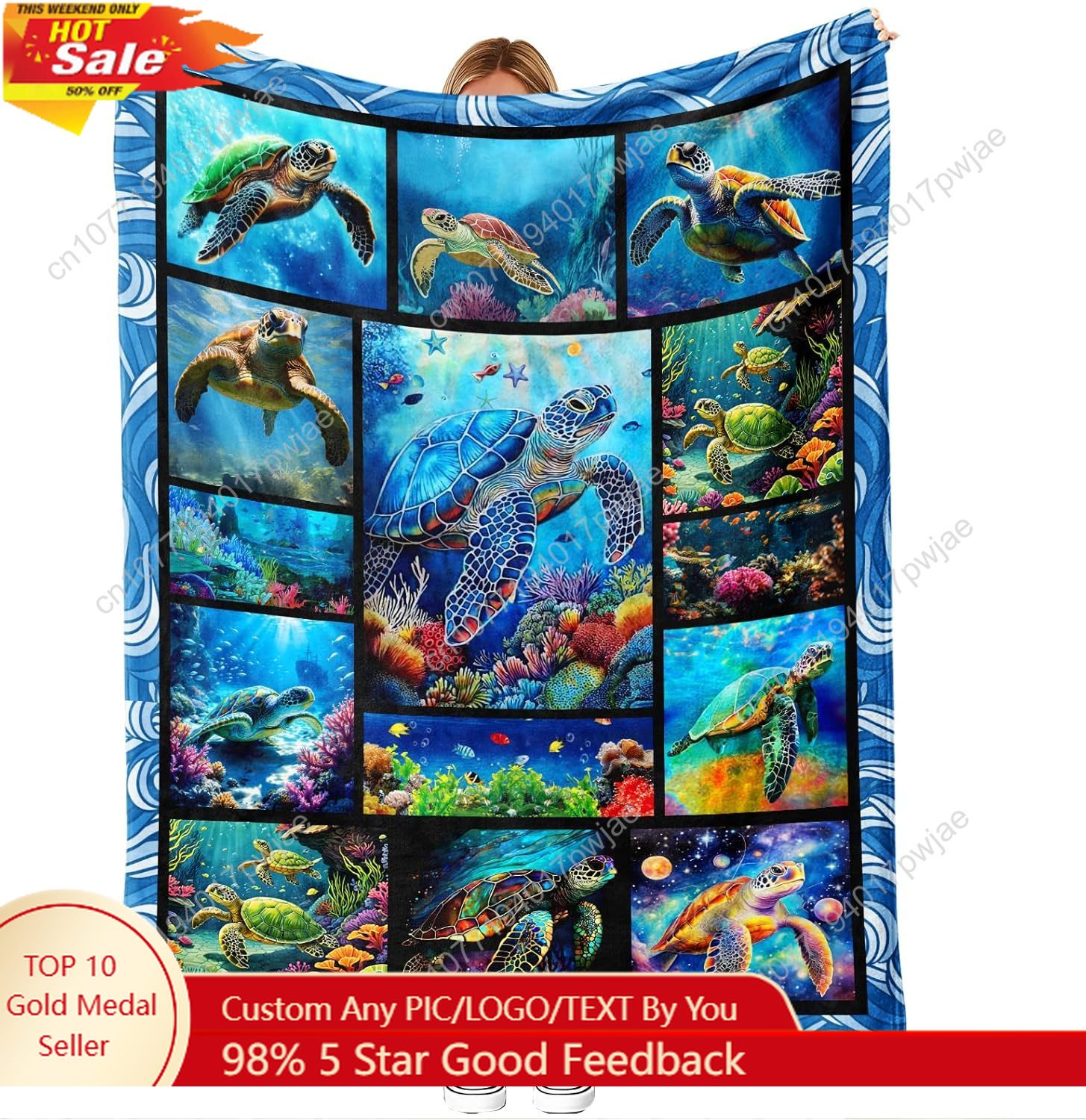 Sea Turtle Flannel Throw Blank - огляд і ціна Home Textiles Throw
