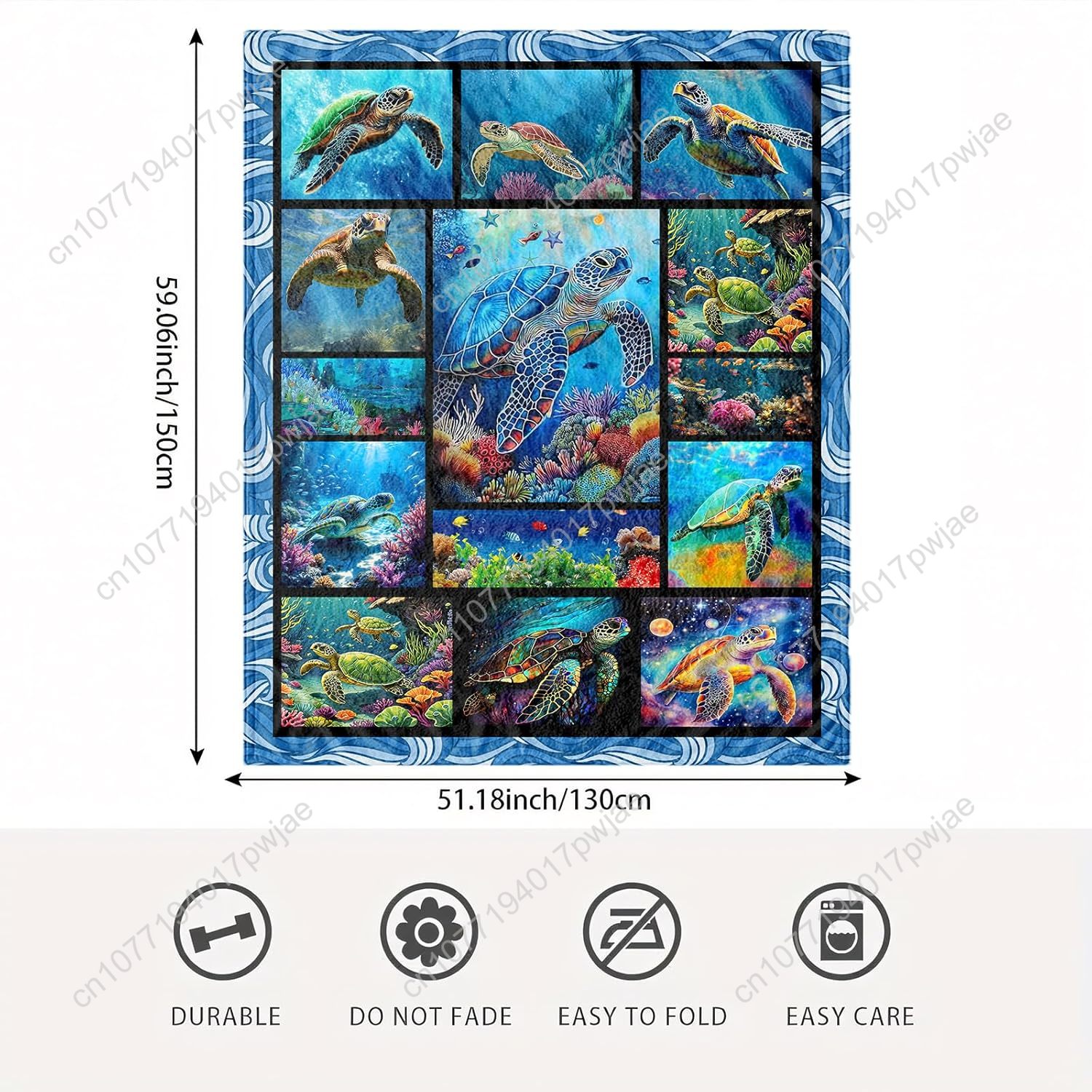 Sea Turtle Flannel Throw Blank - огляд і ціна Home Textiles Throw