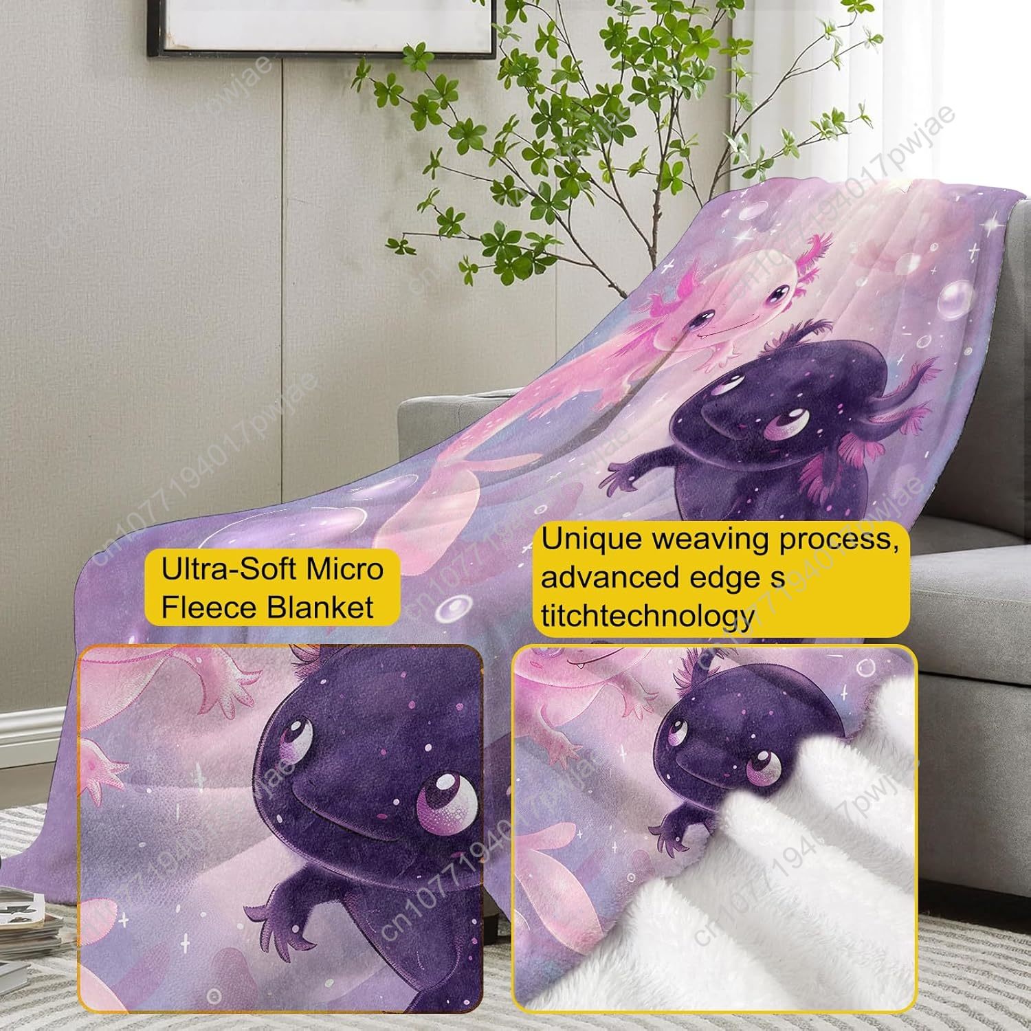 Axolotl Blanket Cute Axolotls  - огляд і ціна Home Textiles Throw