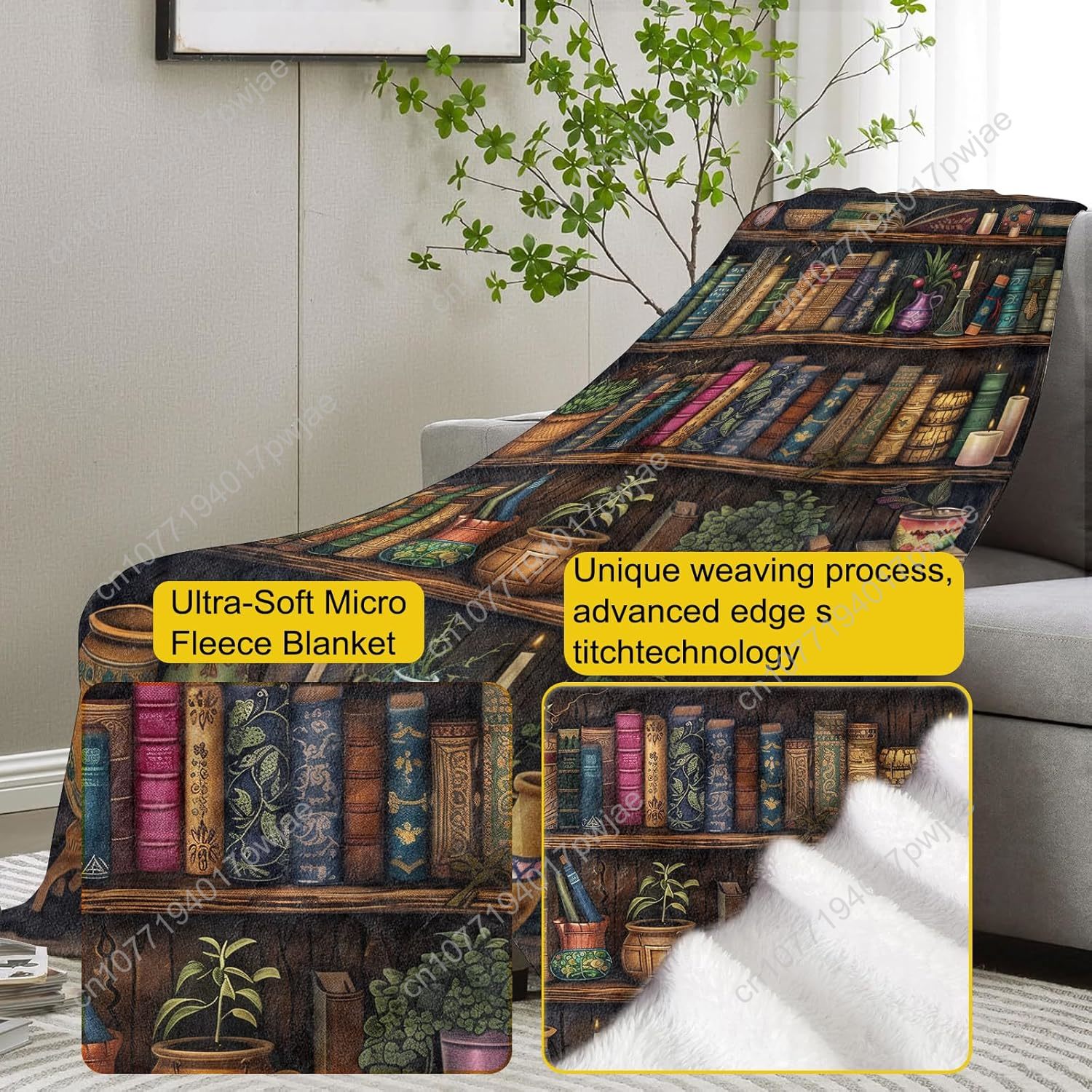 Vintage Bookshelf Blanket Read - огляд і ціна Home Textiles Throw