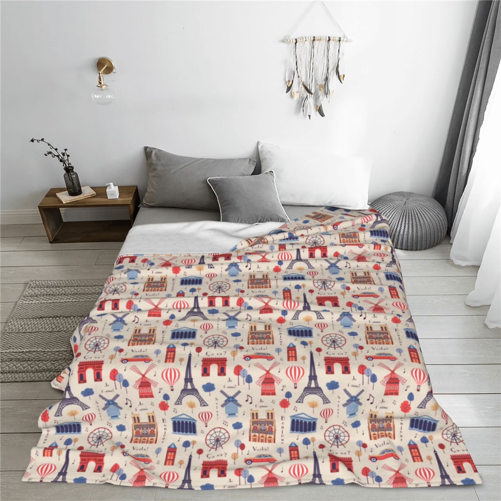 Paris Landmark Print Sherpa Fl - огляд і ціна Home Textiles Paris