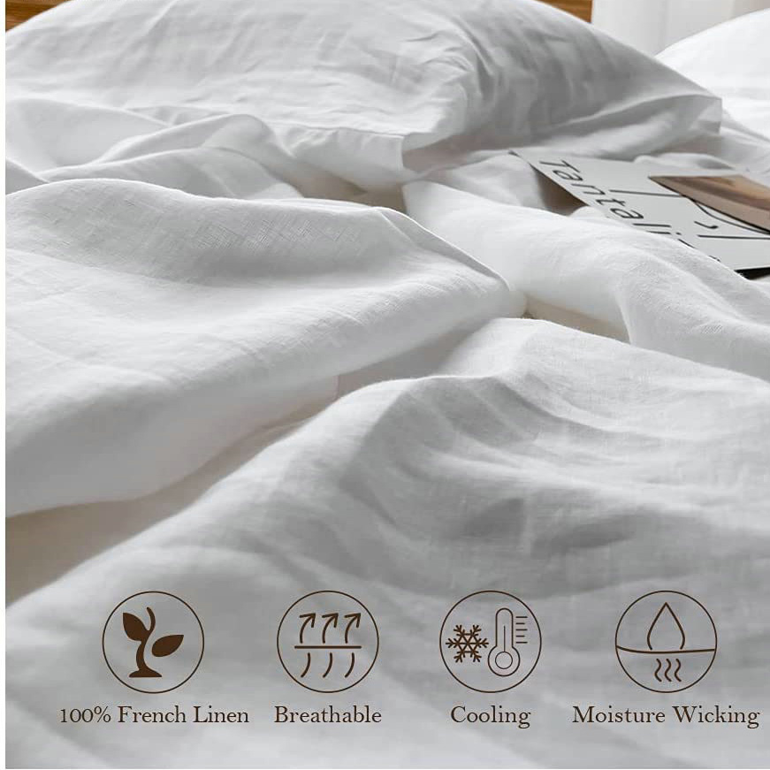 100% Linen Soft Bed Sheets, Qu - огляд і ціна Fitted Sheet Deep