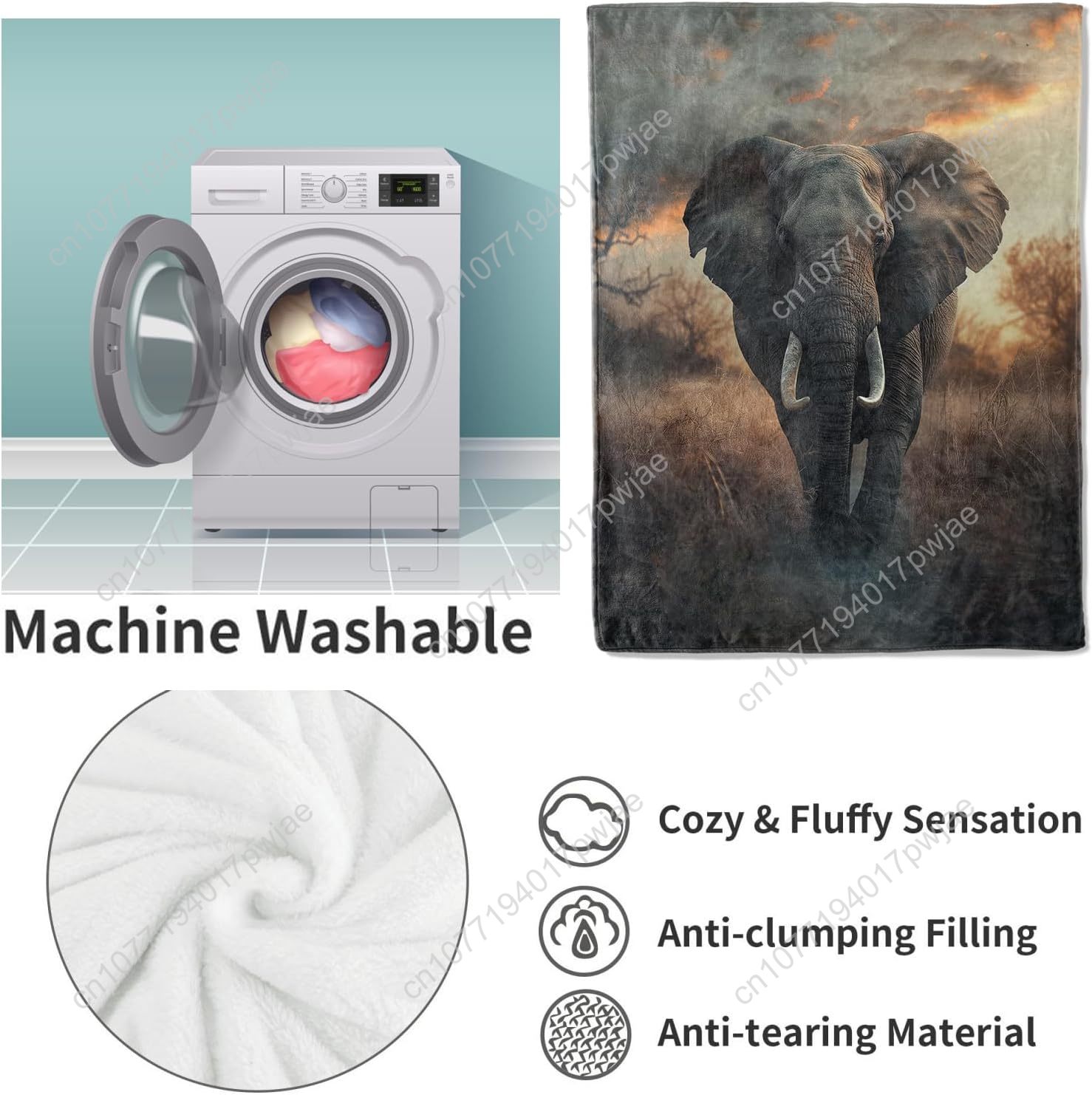 Elephant Fleece Blanket, Reali - огляд і ціна Home Textiles Throw