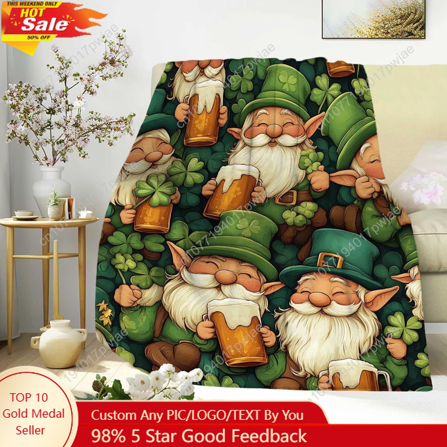 St. Patrick’s Day Gnome Throw  - огляд і ціна Home Textiles Today