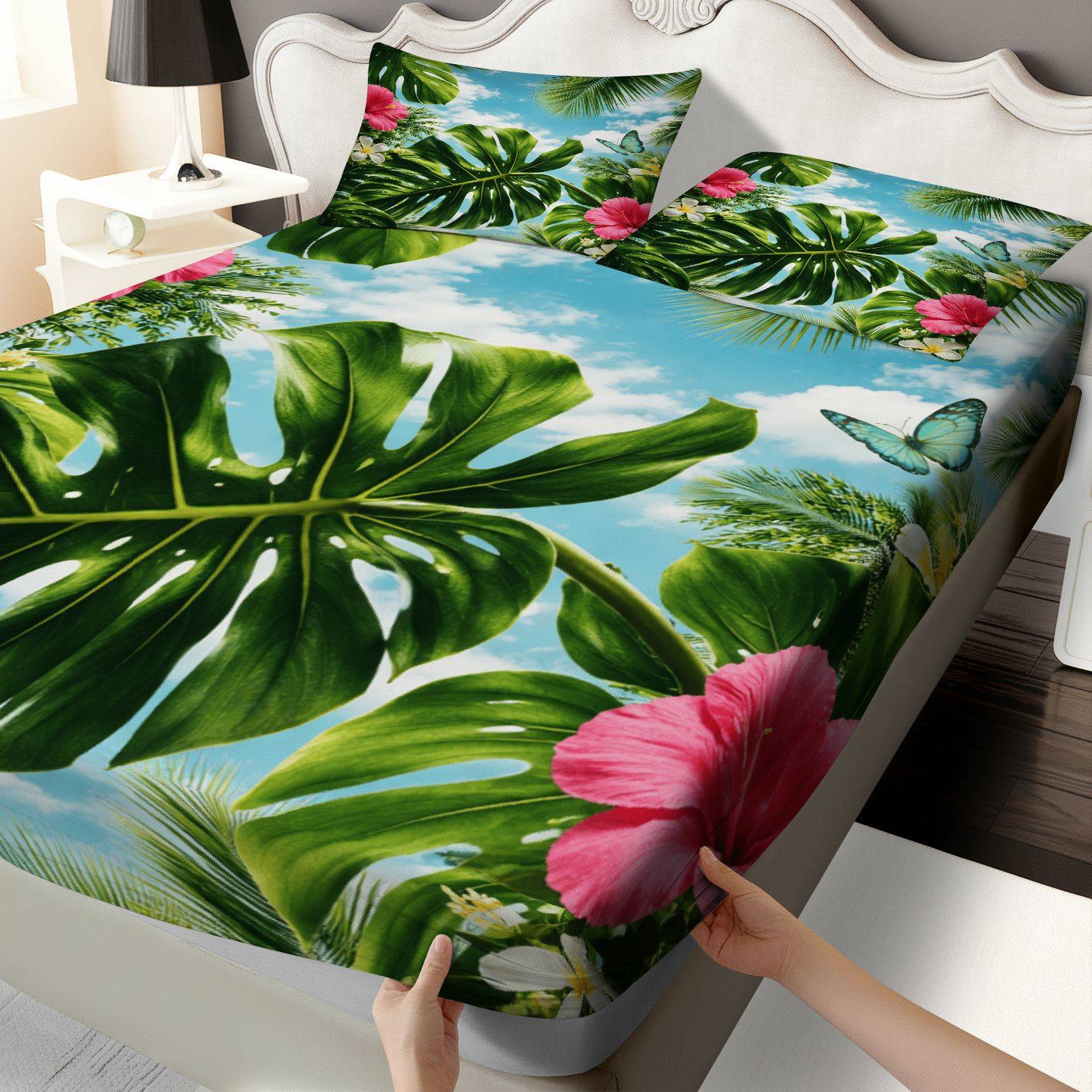 Tropical Hibiscus Bed Sheet Se - огляд і ціна Fitted Sheet Deep