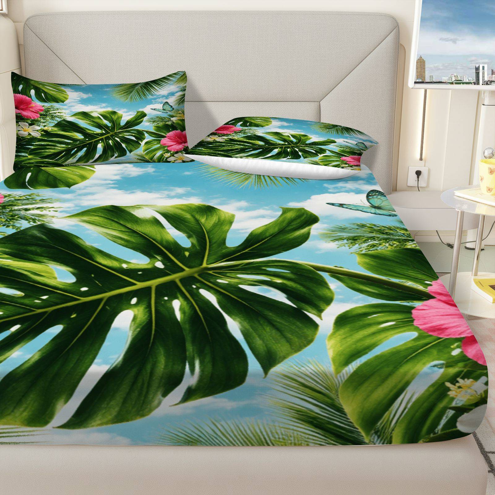 Tropical Hibiscus Bed Sheet Se - огляд і ціна Fitted Sheet Deep