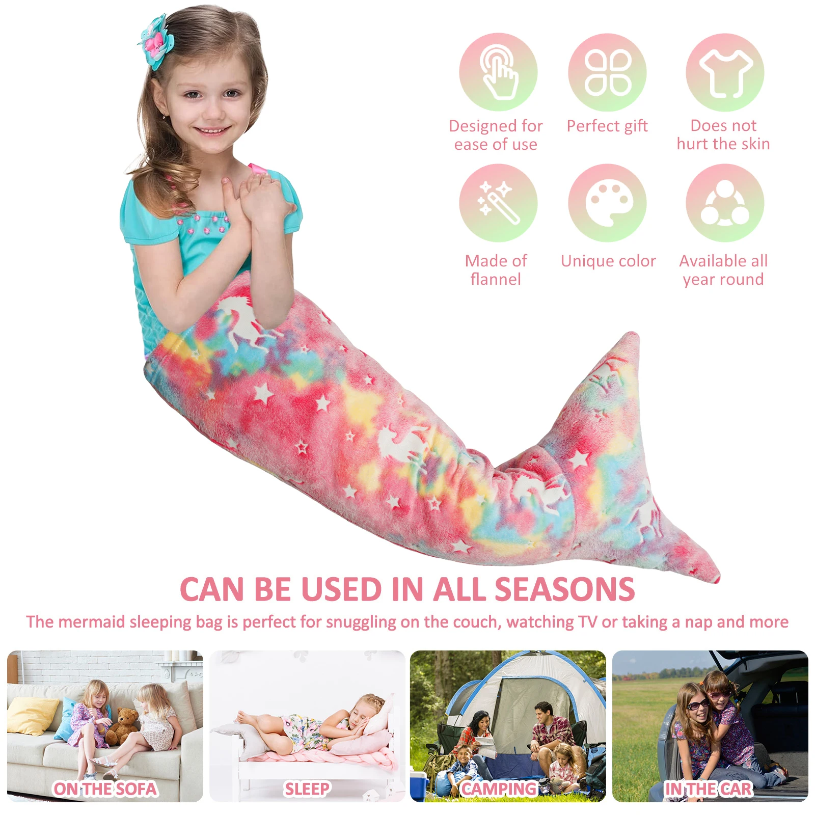 Flannel Mermaid Sleeping Bag S - огляд і ціна Home Textiles Super Soft