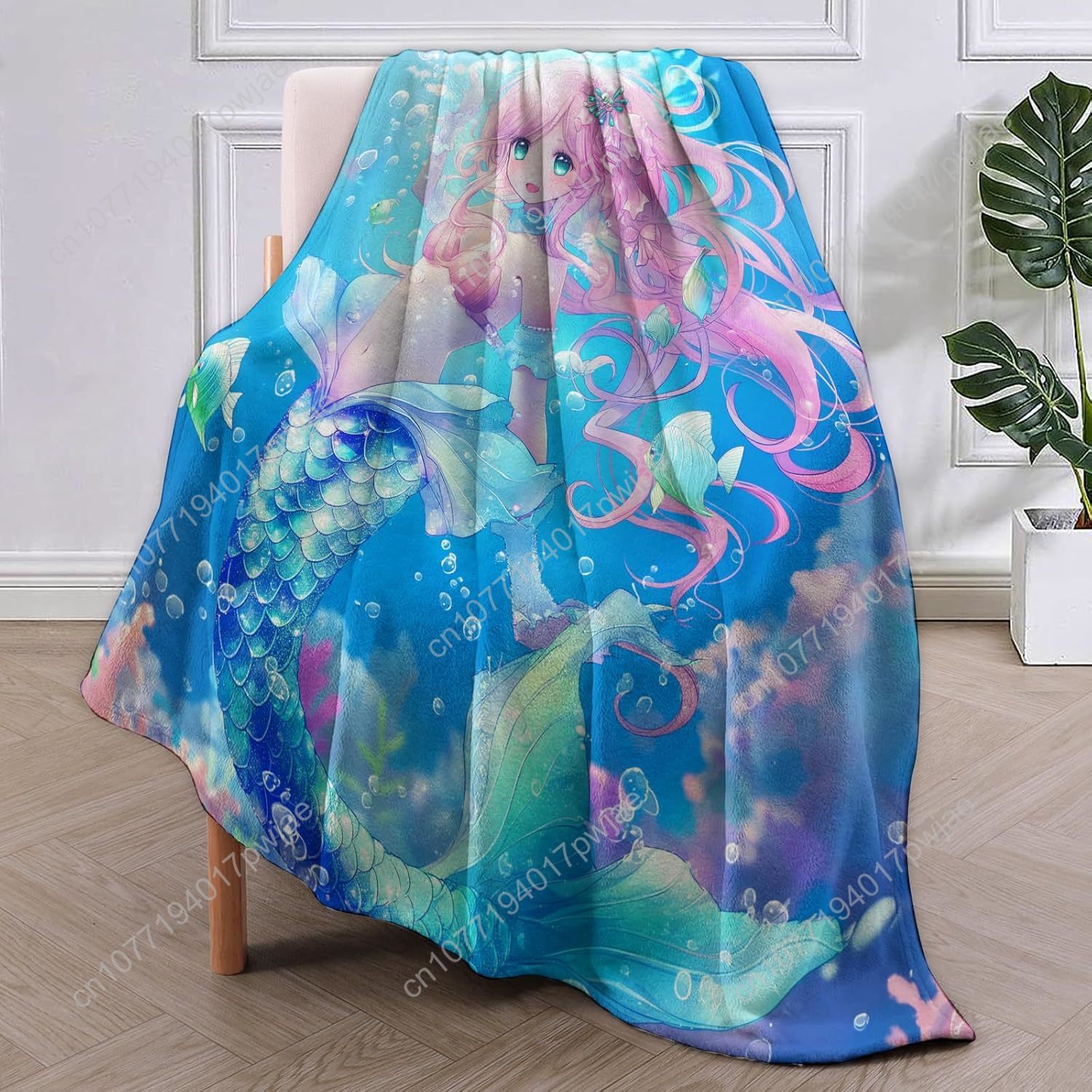 Cute Mermaid Blanket Cartoon F - огляд і ціна Home Textiles Throw