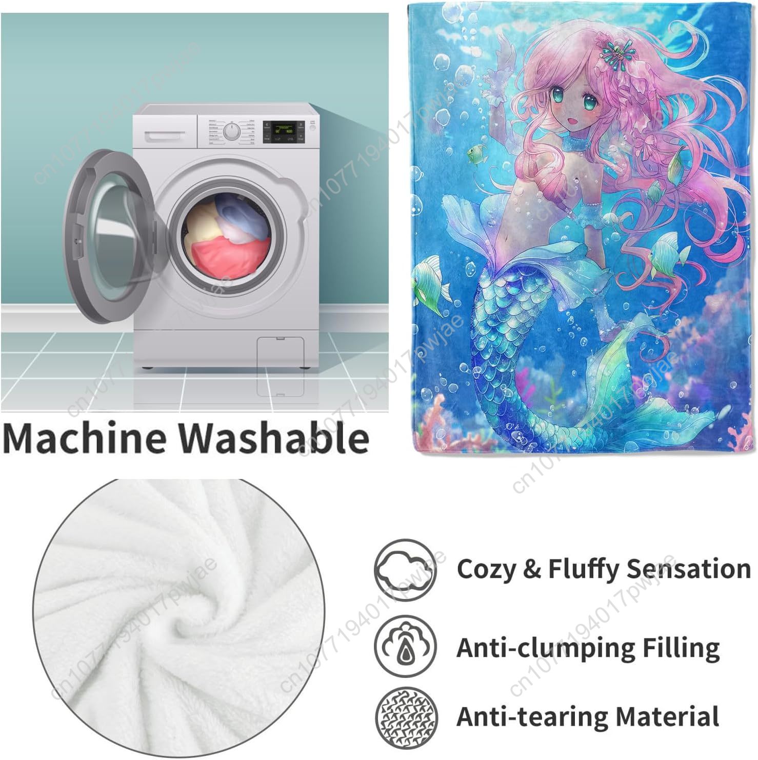 Cute Mermaid Blanket Cartoon F - огляд і ціна Home Textiles Throw