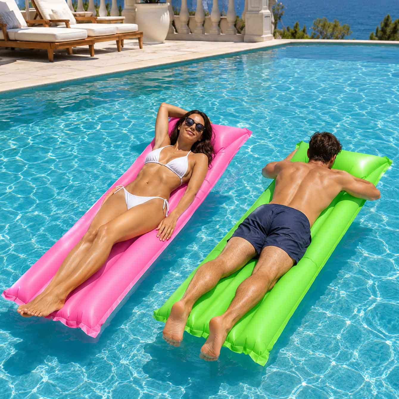 1PC Pool Float Bed Inflatable  - огляд і ціна Fitted Sheet Deep