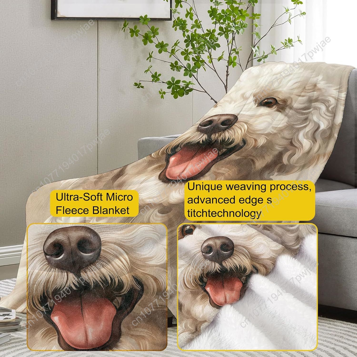 Joyful Poodle Portrait Blanket - огляд і ціна Home Textiles Throw