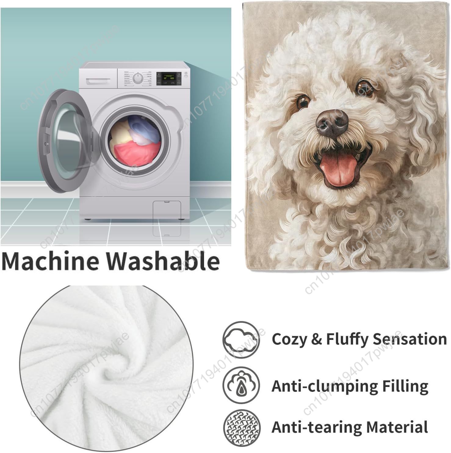Joyful Poodle Portrait Blanket - огляд і ціна Home Textiles Throw